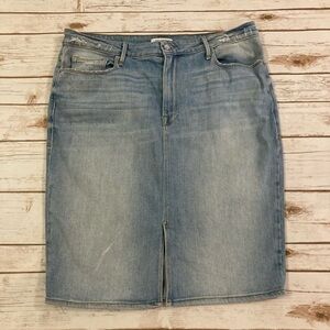 Good American Distressed Faded Wash Jean Pencil Skirt 16